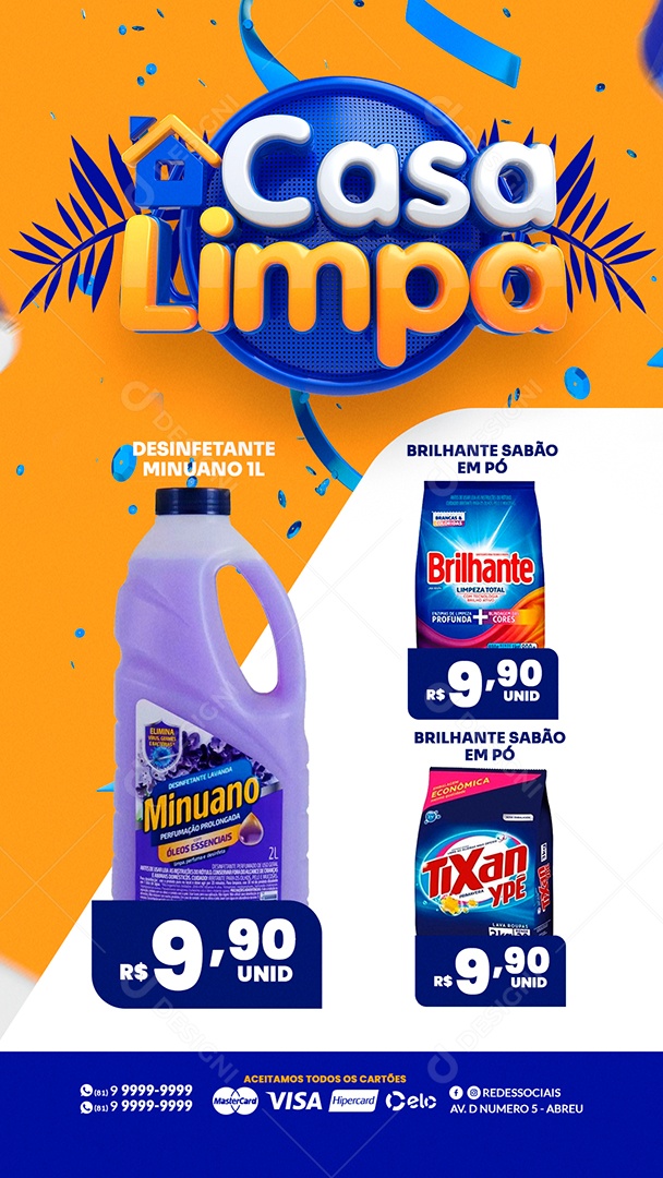 Story Encarte de Supermercado Casa Limpa Carnaval Social Media PSD Editável