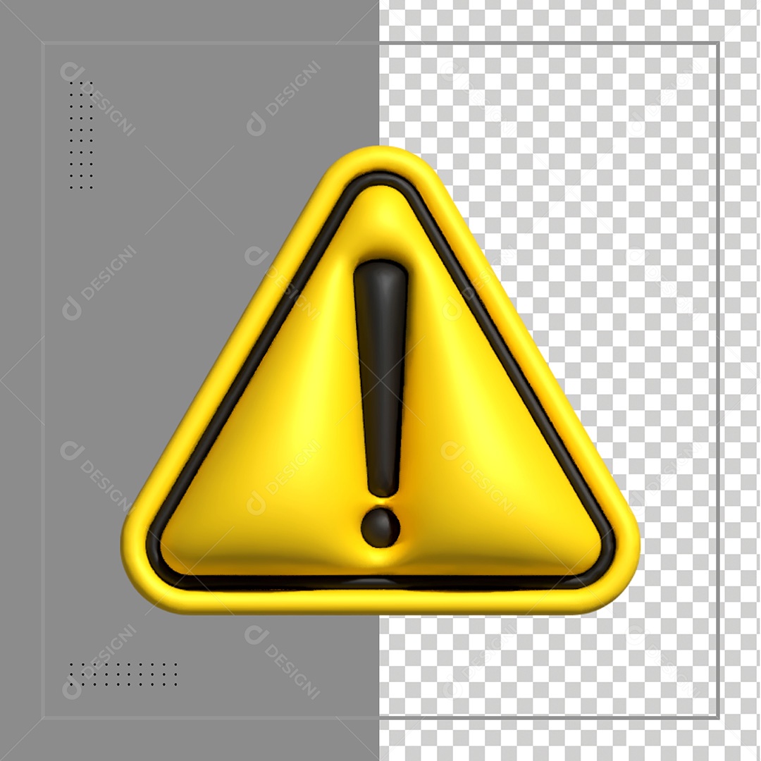 Elemento 3D Ícone Atenção Perigo PSD Para Composição