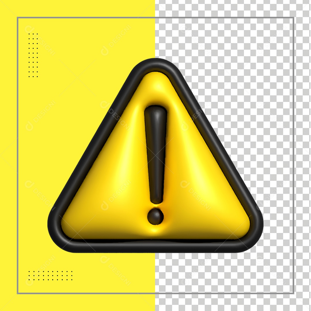 Elemento 3D Ícone Atenção Perigo PSD Para Composição