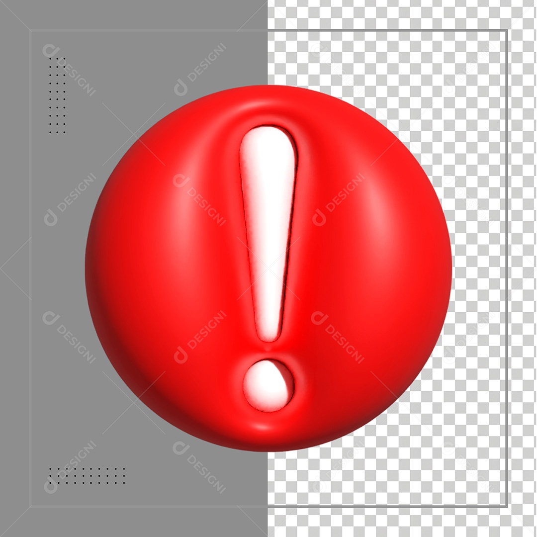 Elemento 3D Ícone Atenção Perigo PSD Para Composição