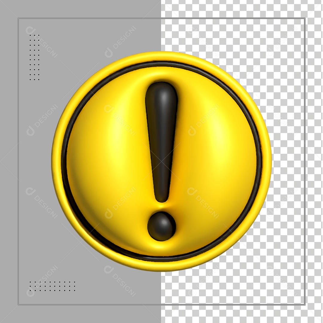Elemento 3D Ícone Atenção Perigo PSD Para Composição