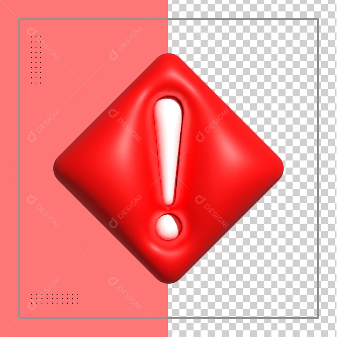 Elemento 3D Ícone Atenção Perigo PSD Para Composição