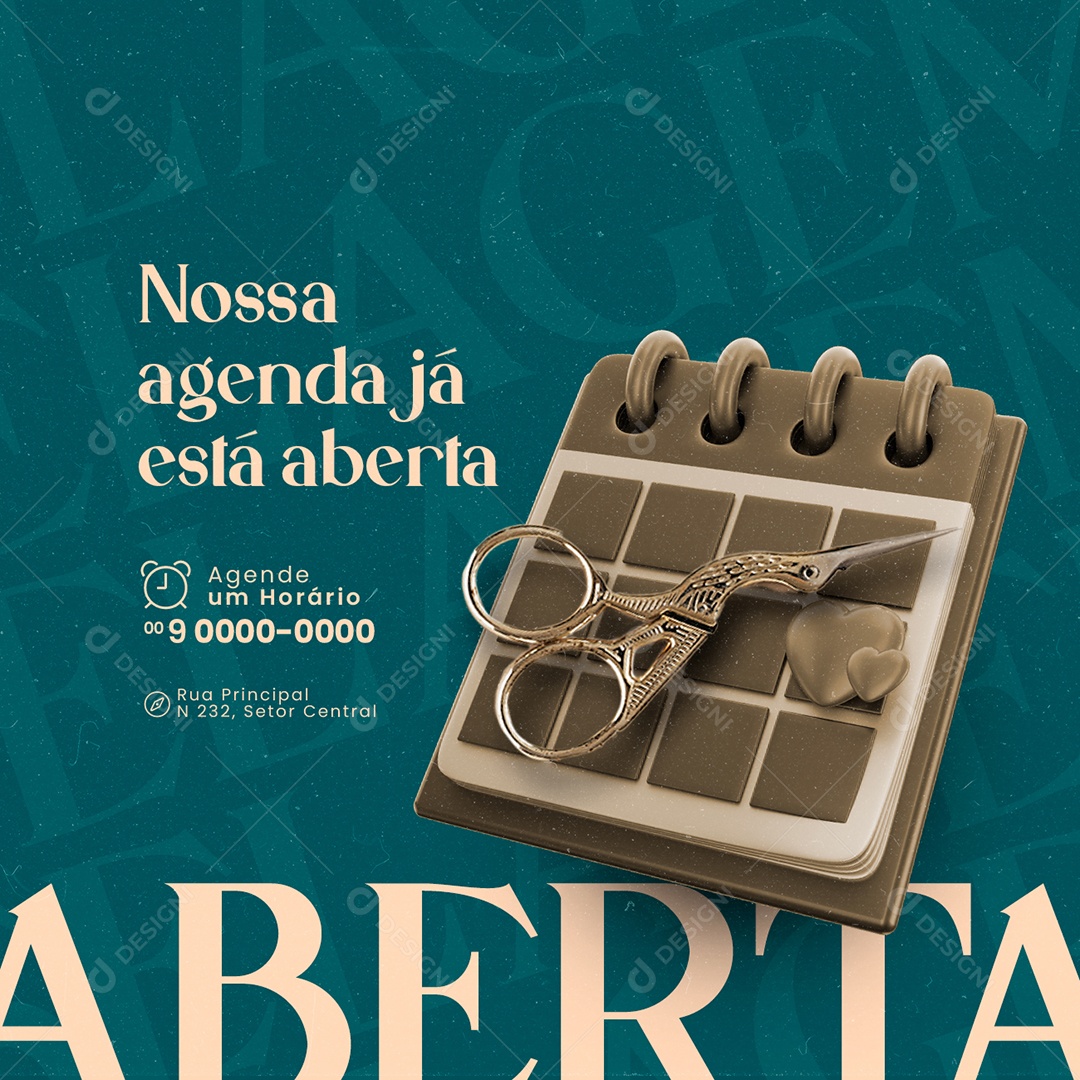Nossa Agenda já Está Aberta Cabelereira Social Media PSD Editável