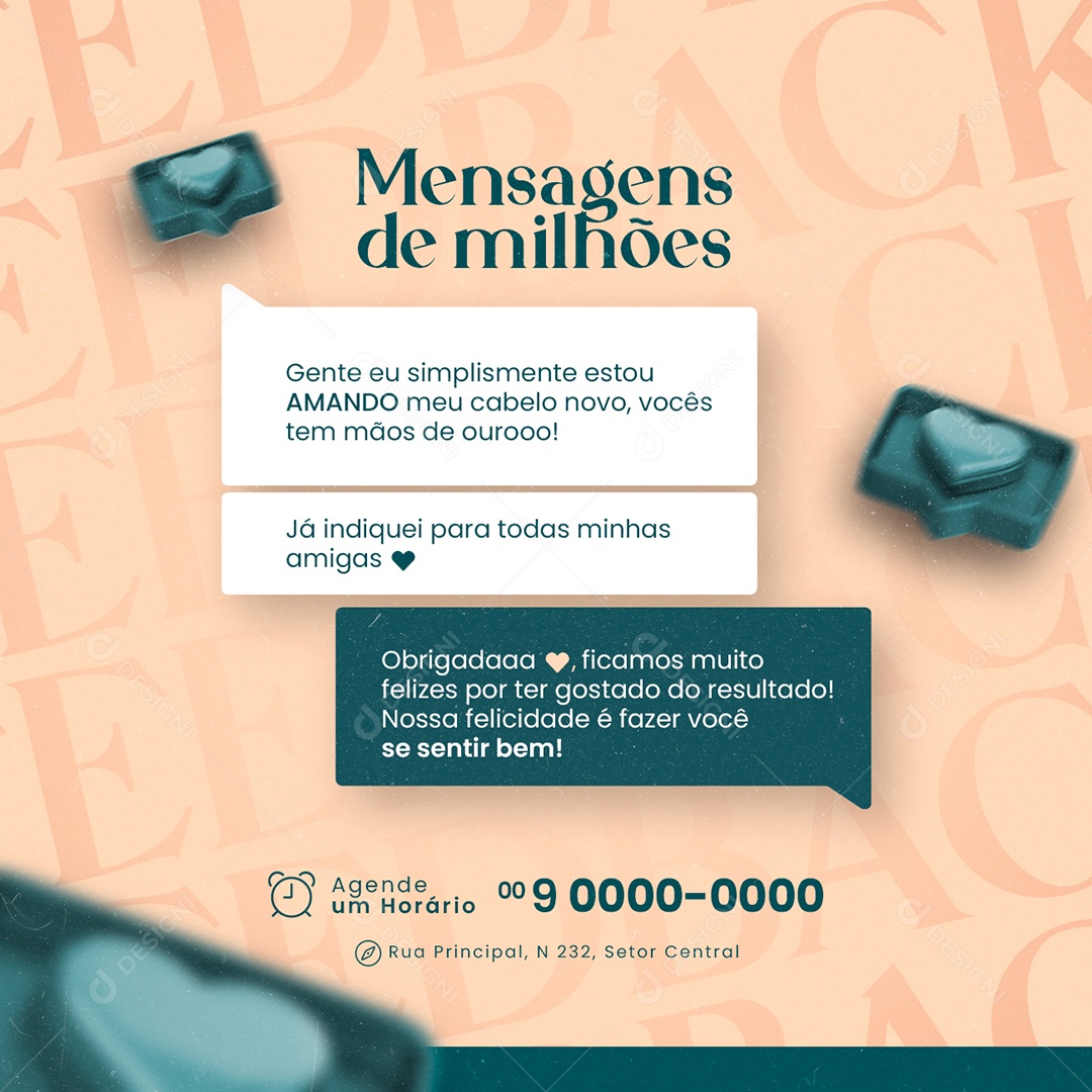 Feedback Estou Amando Cabelereira Social Media PSD Editável