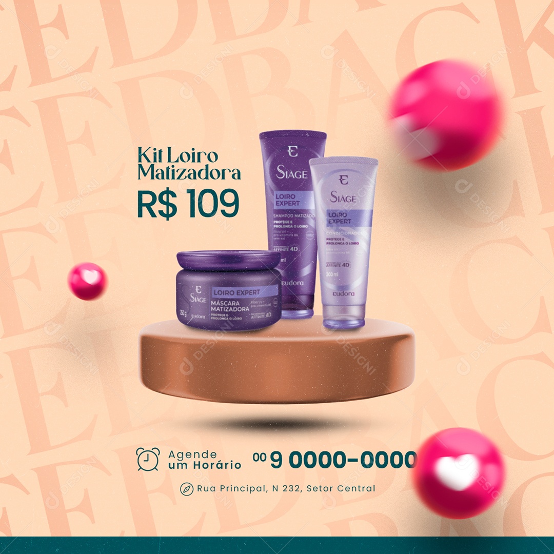 Kit Loiro Matizadora Cabelereira Social Media PSD Editável