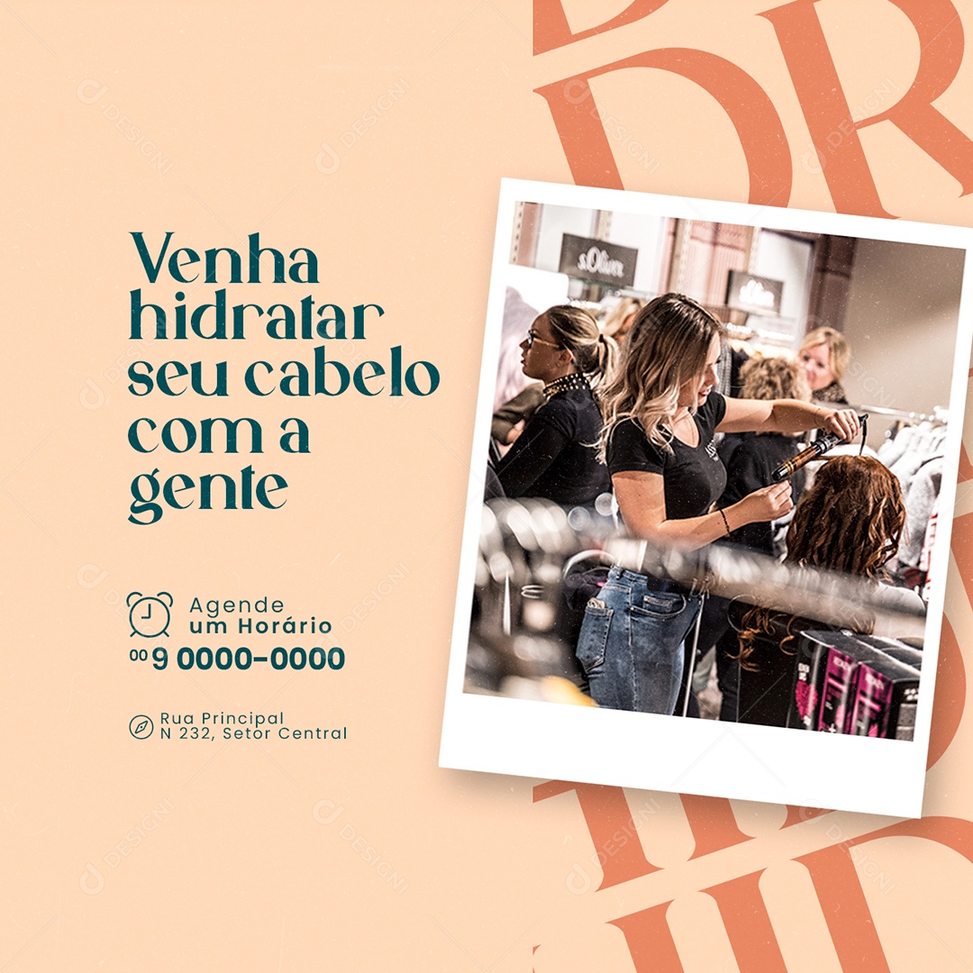 Venha Hidratar seu Cabelo com a Gente Cabelereira Social Media PSD Editável