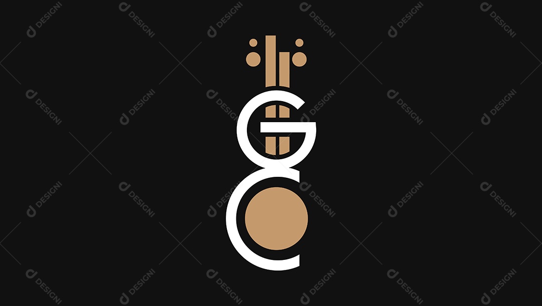 Letras GC Guitarra Logotipo Monograma