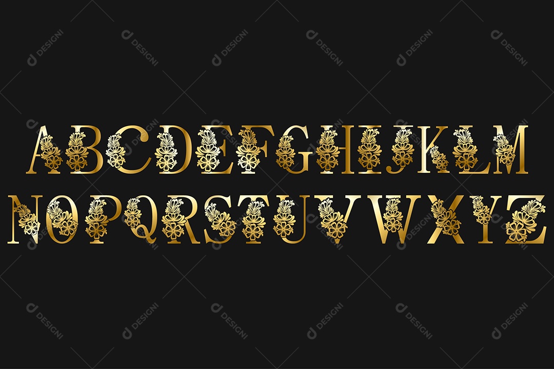 Alfabetos de Gradientes de Metal Dourado Logo AI + EPS Editável