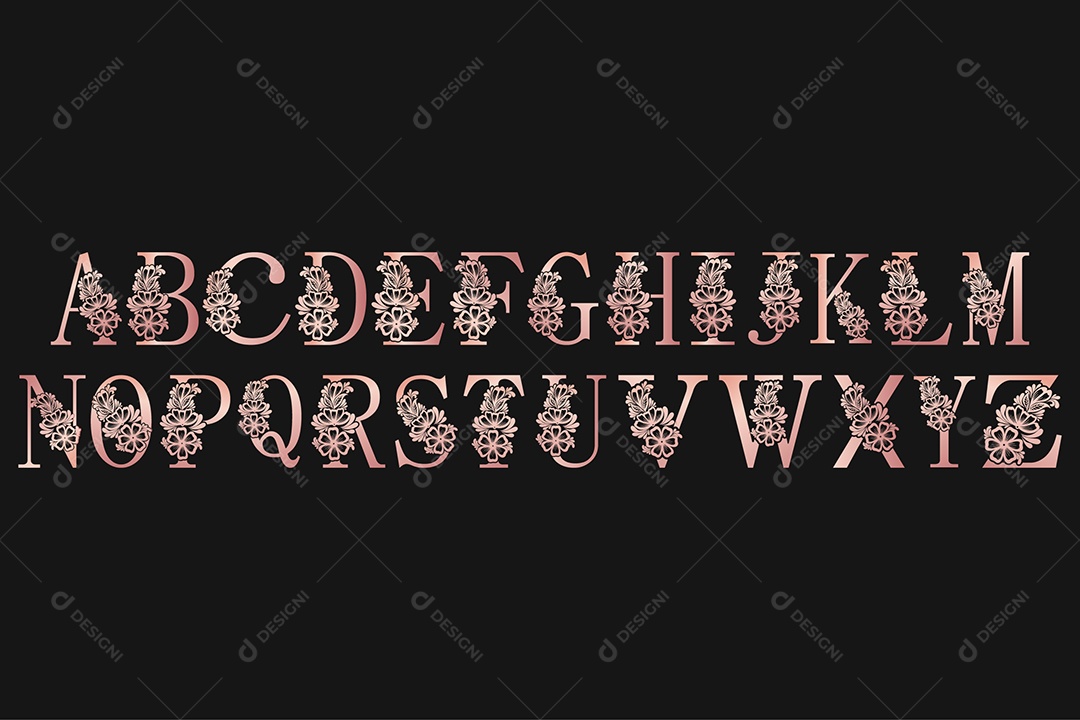 Alfabetos de Gradientes de Ouro Rosa Logo AI + EPS Editável