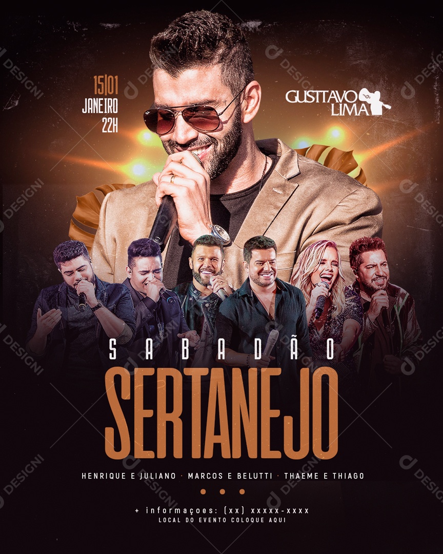 Flyer Sabadão Sertanejo Venha Conferir Social Media PSD Editável