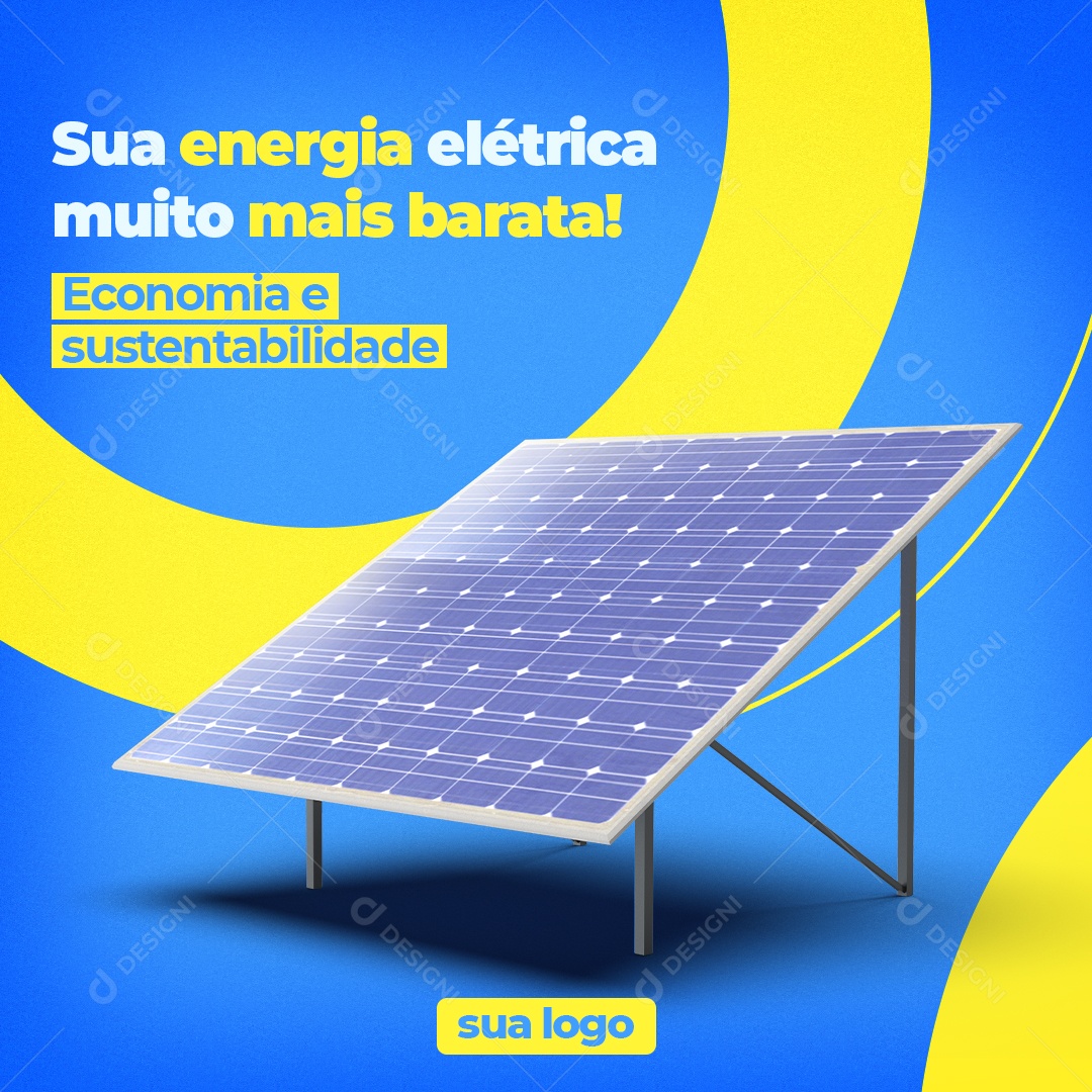 Sua Energia Elétrica muito mais Barata Energia Solar Social Media PSD Editável