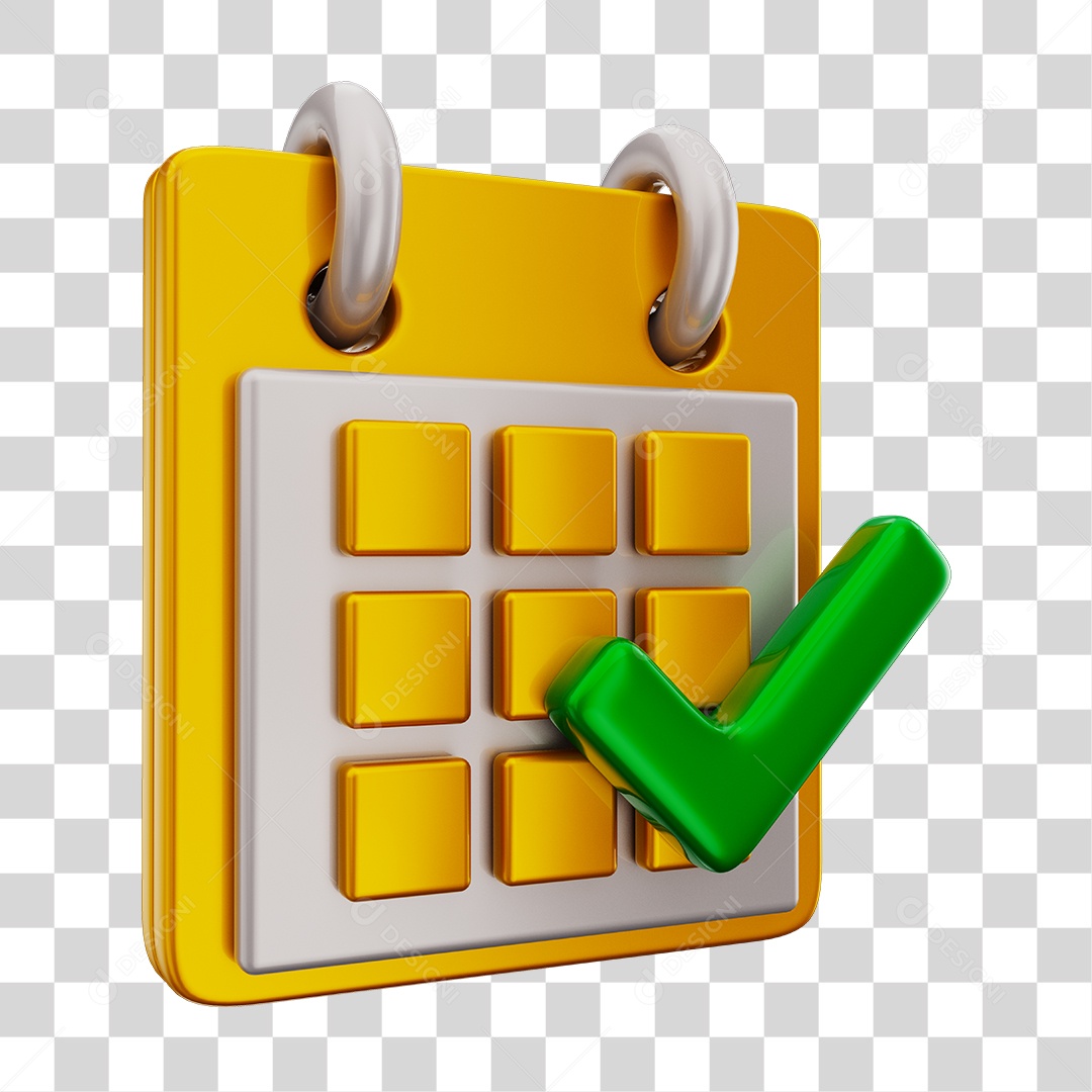 Elemento 3D Para Composição Calendário Amarelo PNG Transparente