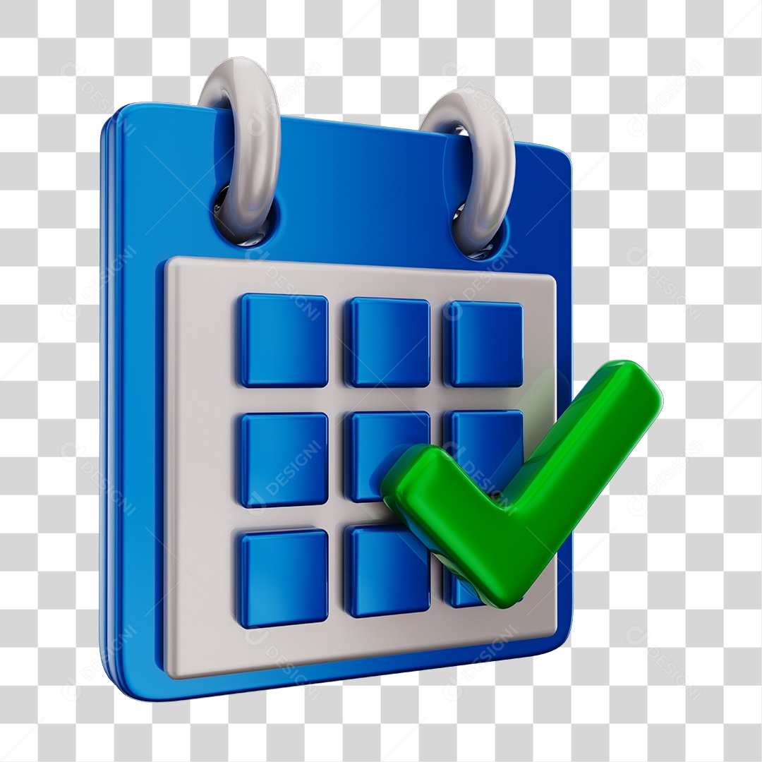 Elemento 3D Para Composição Calendário Azul e Branco PNG Transparente