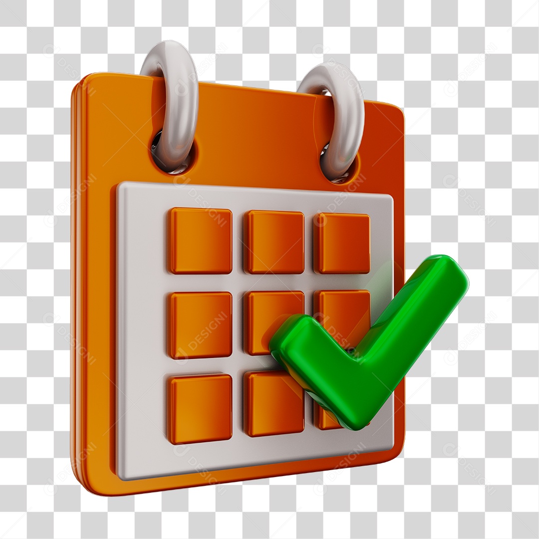 Elemento 3D Para Composição Calendário Laranja e Branco PNG Transparente