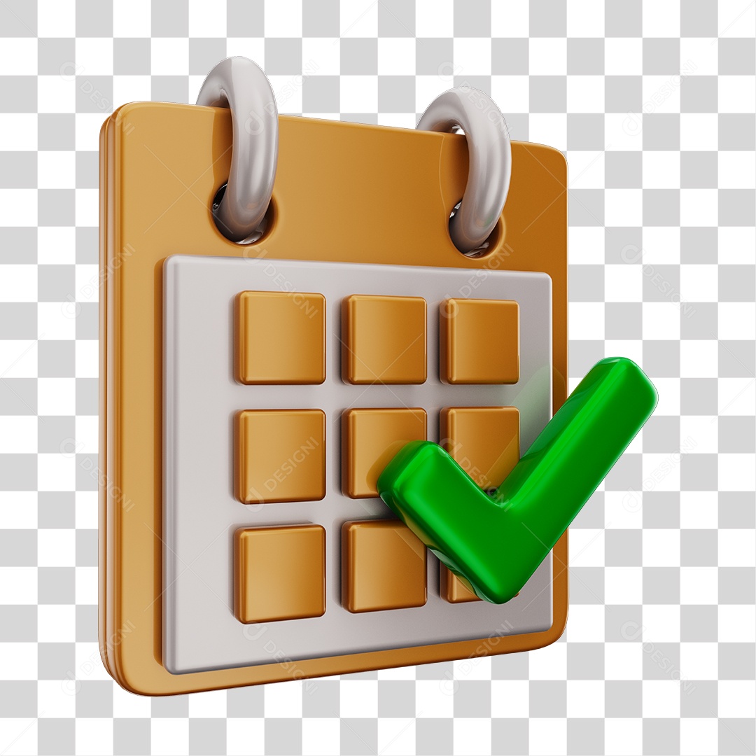 Elemento 3D Para Composição Calendário Dourado e Branco PNG Transparente