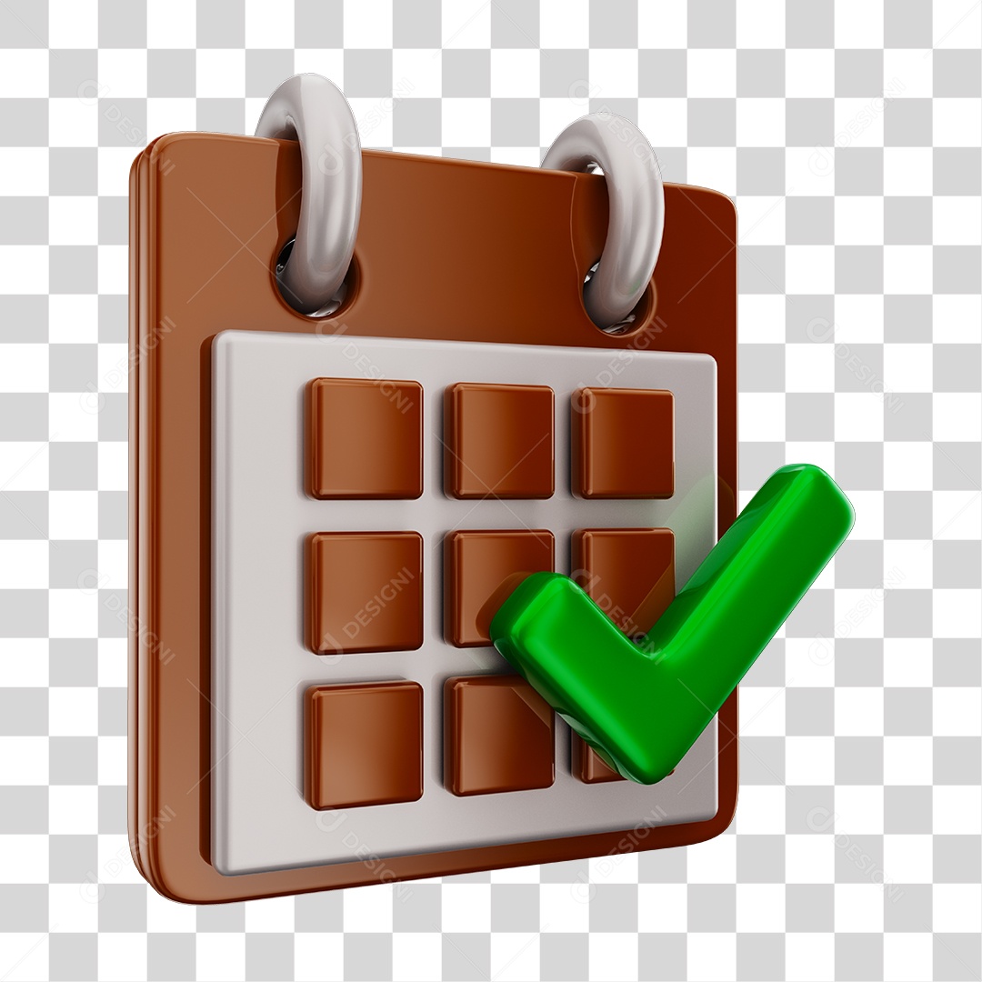 Elemento 3D Para Composição Calendário Marrom e Branco PNG Transparente