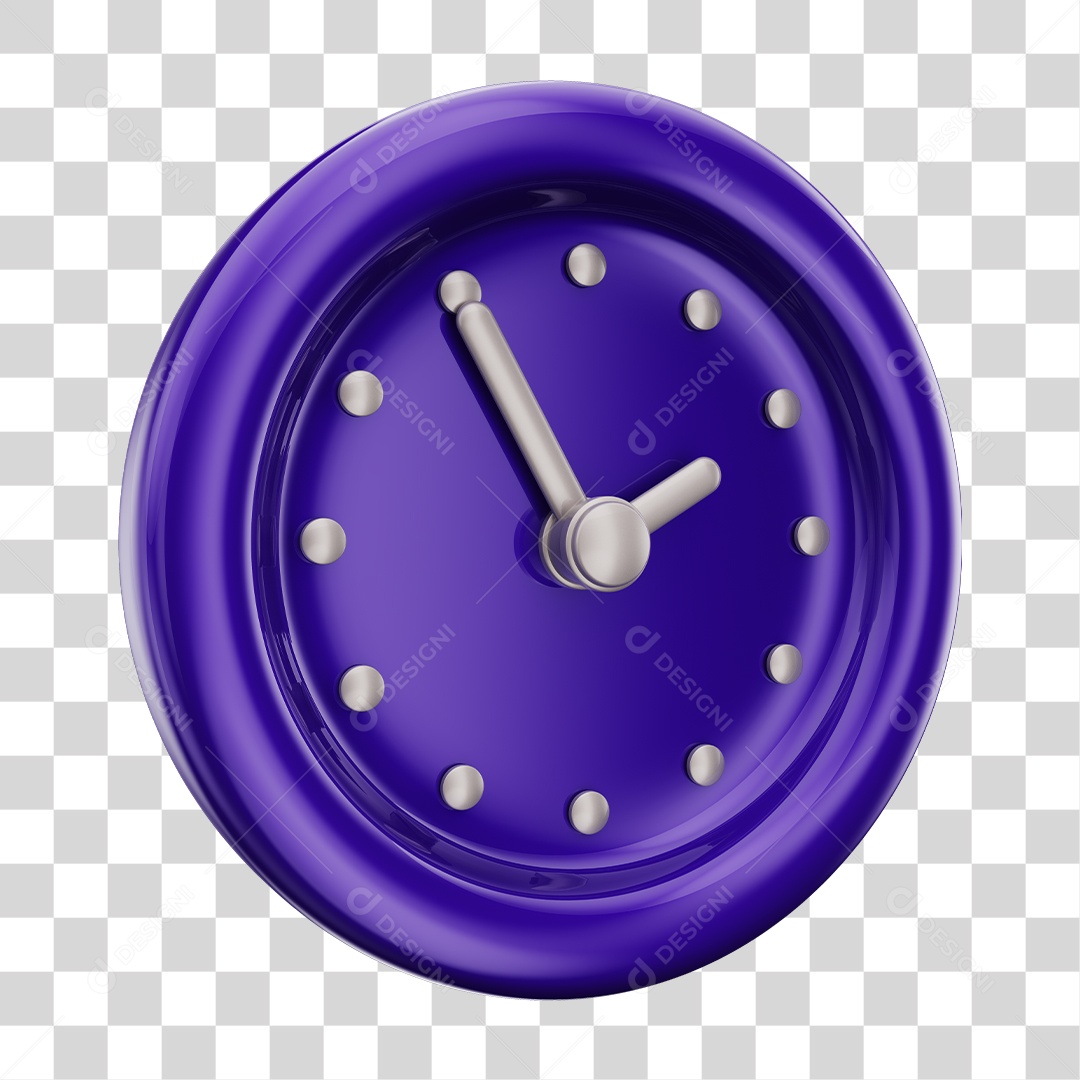 Elemento 3D Para Composição Relógio Roxo PNG Transparente