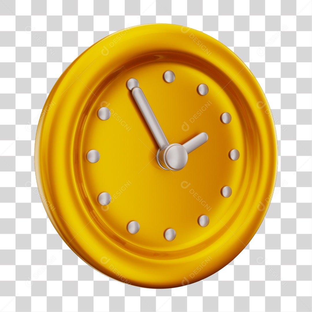 Elemento 3D Para Composição Relógio Amarelo PNG Transparente