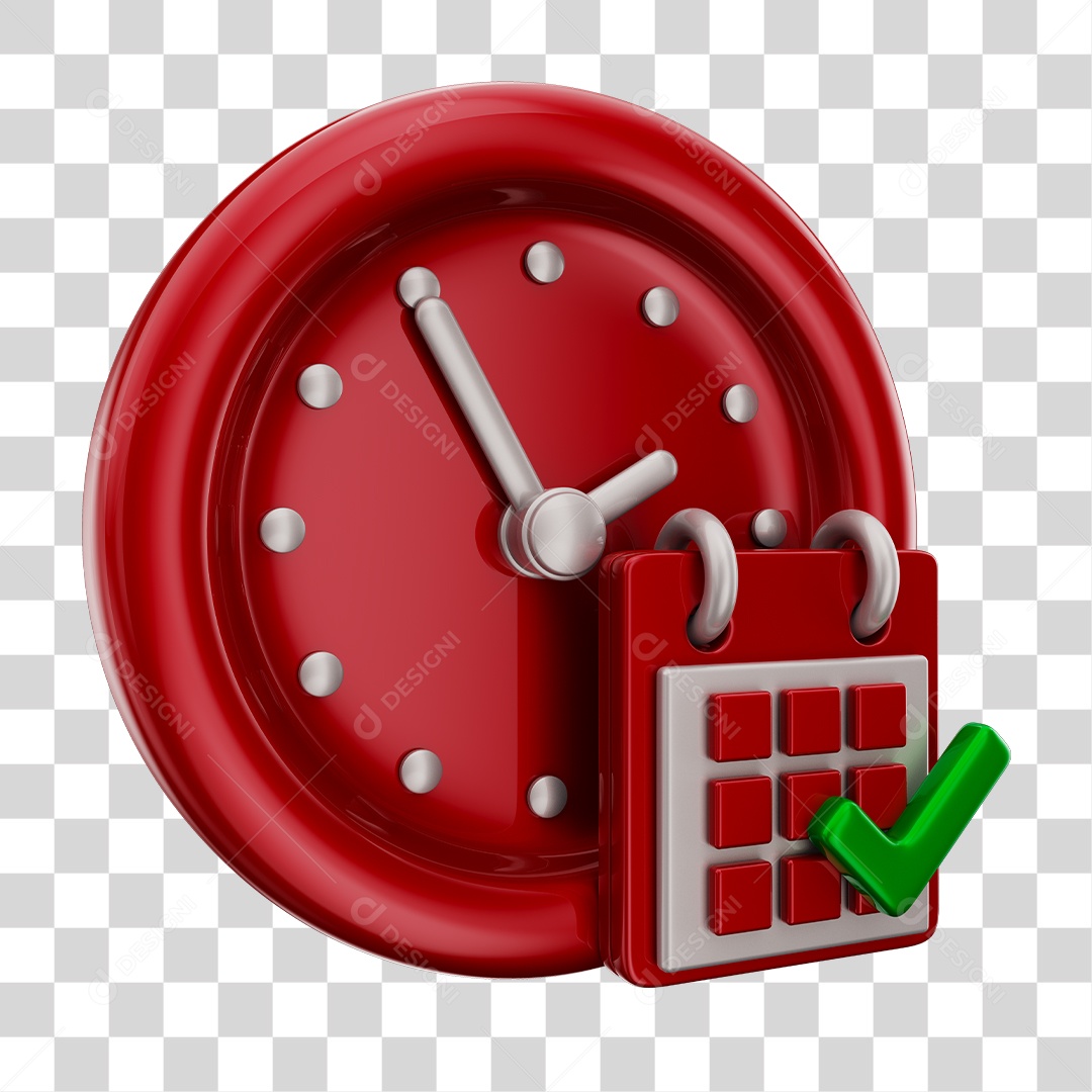 Elementos 3D Para Composição Relógio e Calendário Vermelhos PNG Transparente