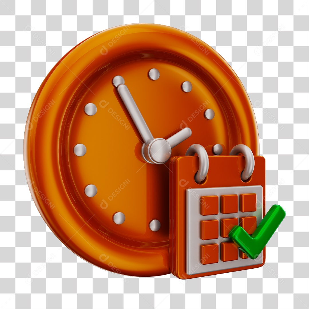 Elementos 3D Para Composição Relógio e Calendário Laranjas PNG Transparente