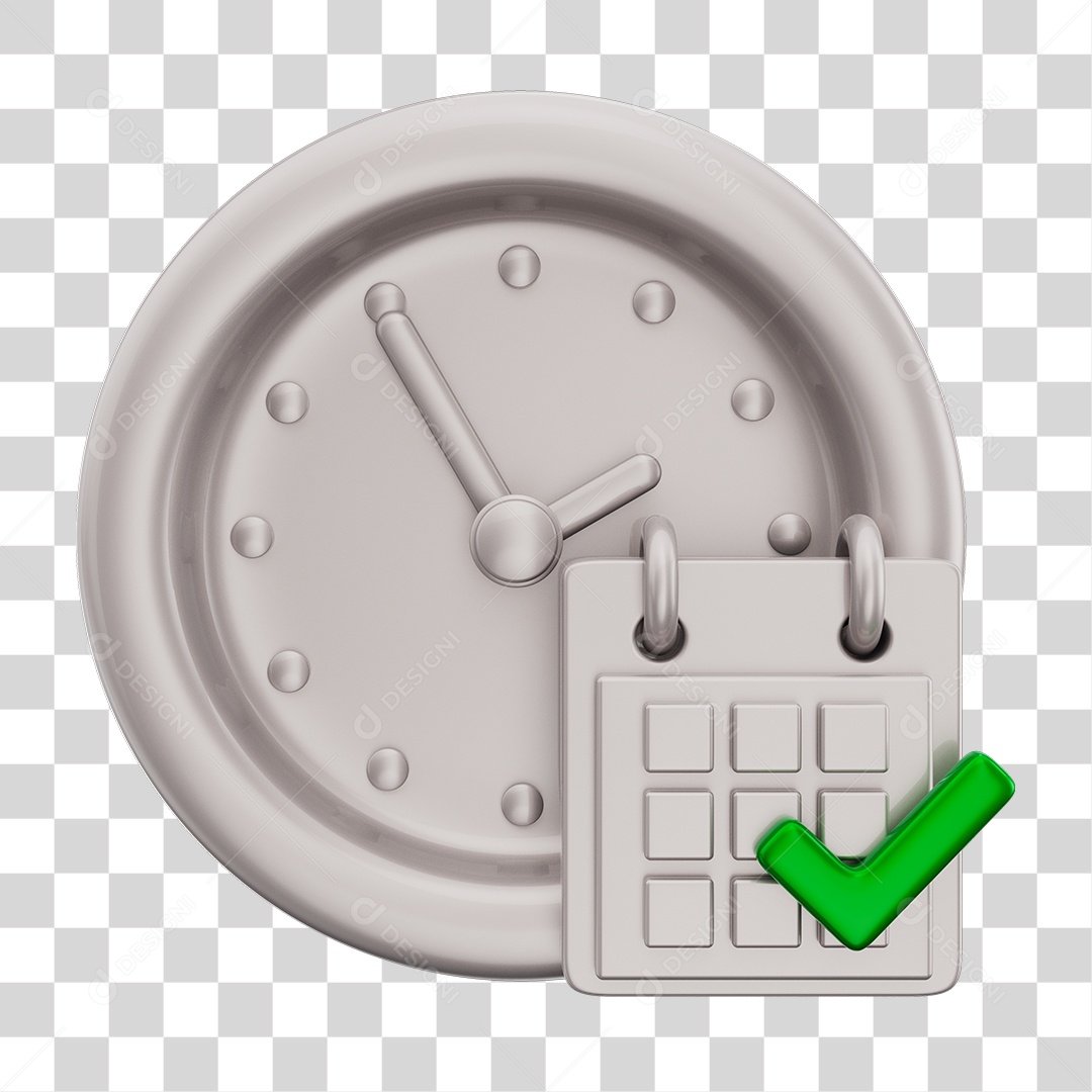 3D Elements For Composition White Clock And Calendar PNG Transparent