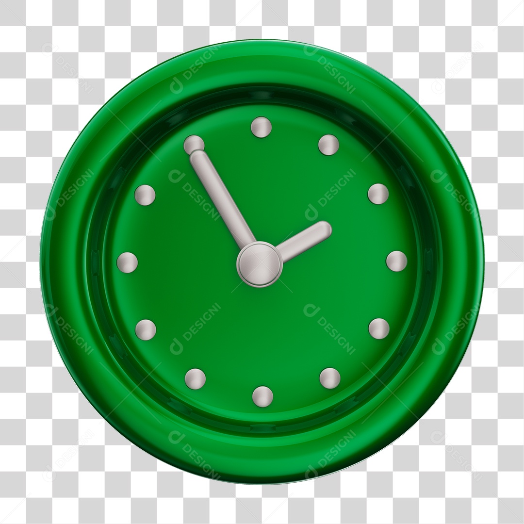 Elemento 3D Para Composição Relógio Verde PNG Transparente