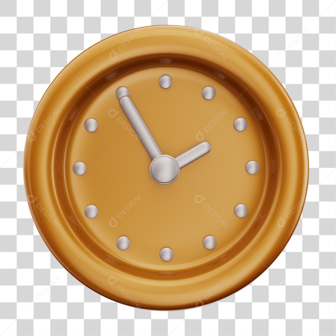 Elemento 3D Para Composição Relógio Amarelo Queimado PNG Transparente