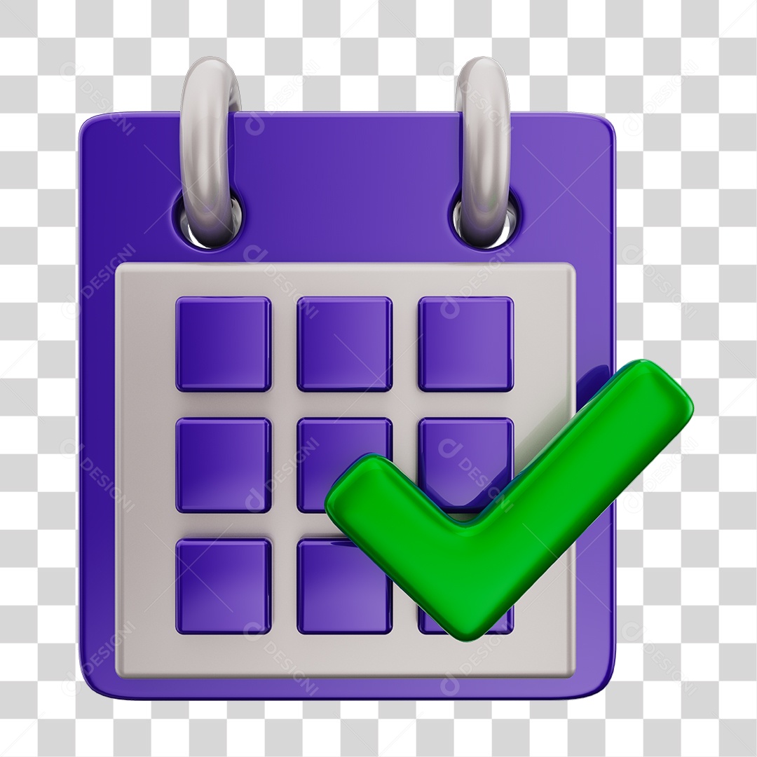 Elemento 3D Para Composição Calendário Roxo e Branco PNG Transparente