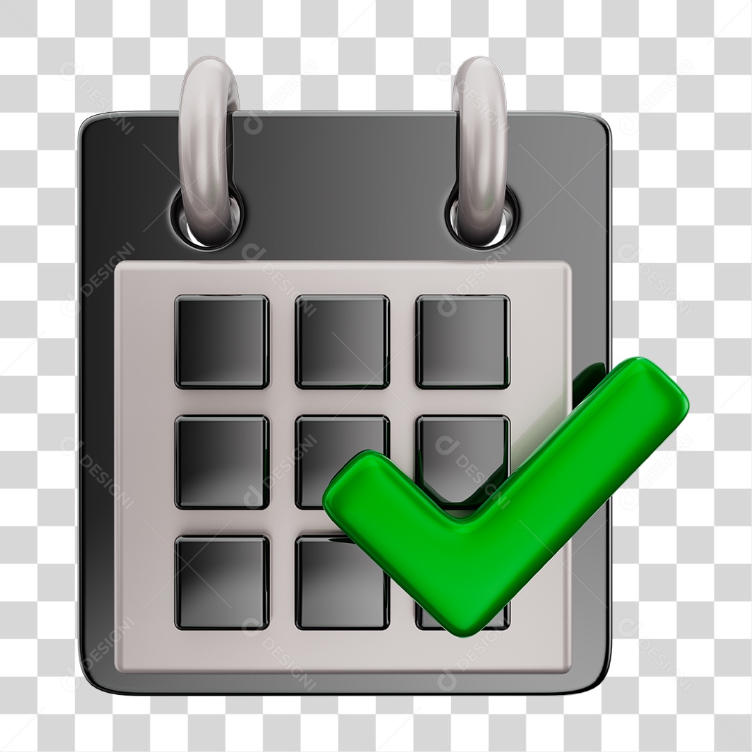 Elemento 3D Para Composição Calendário Preto e Branco PNG Transparente