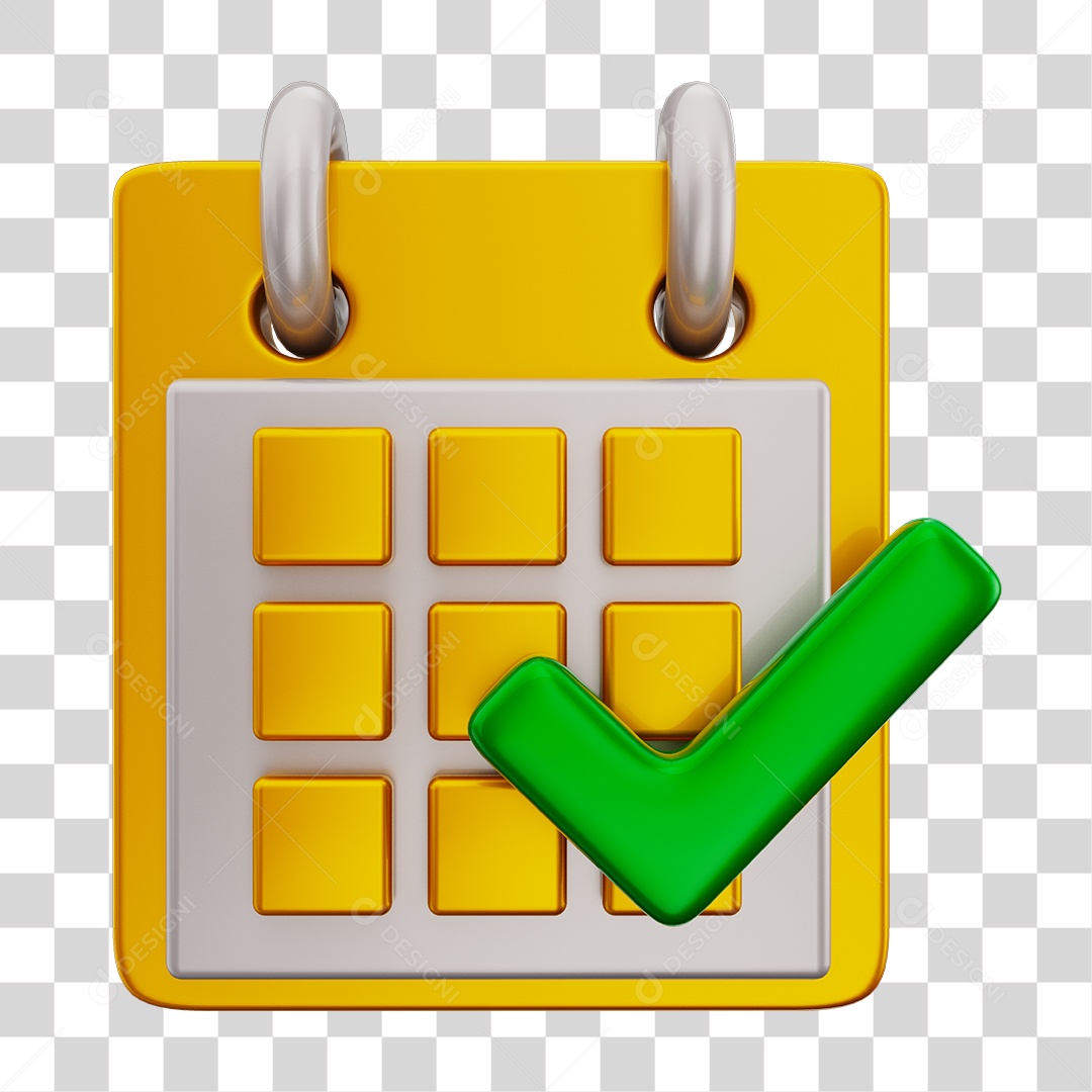 Elemento 3D Para Composição Calendário Dourado e Branco PNG Transparente