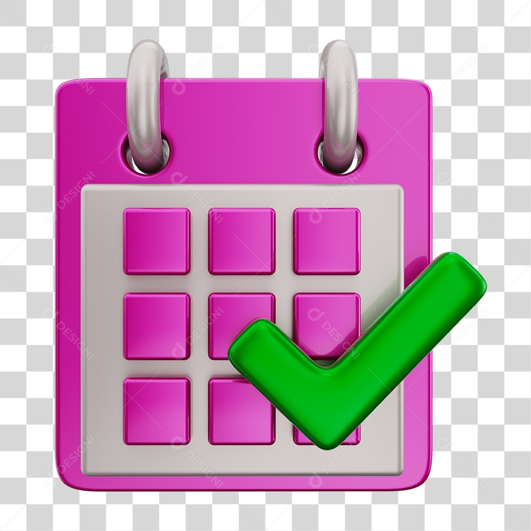 Elemento 3D Para Composição Calendário Rosa e Branco PNG Transparente