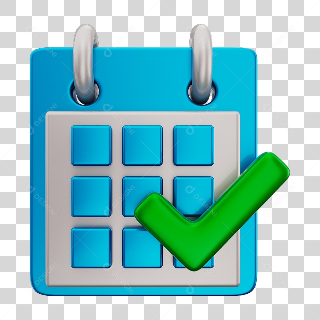 Elemento 3D Para Composição Calendário Azul e Branco PNG Transparente