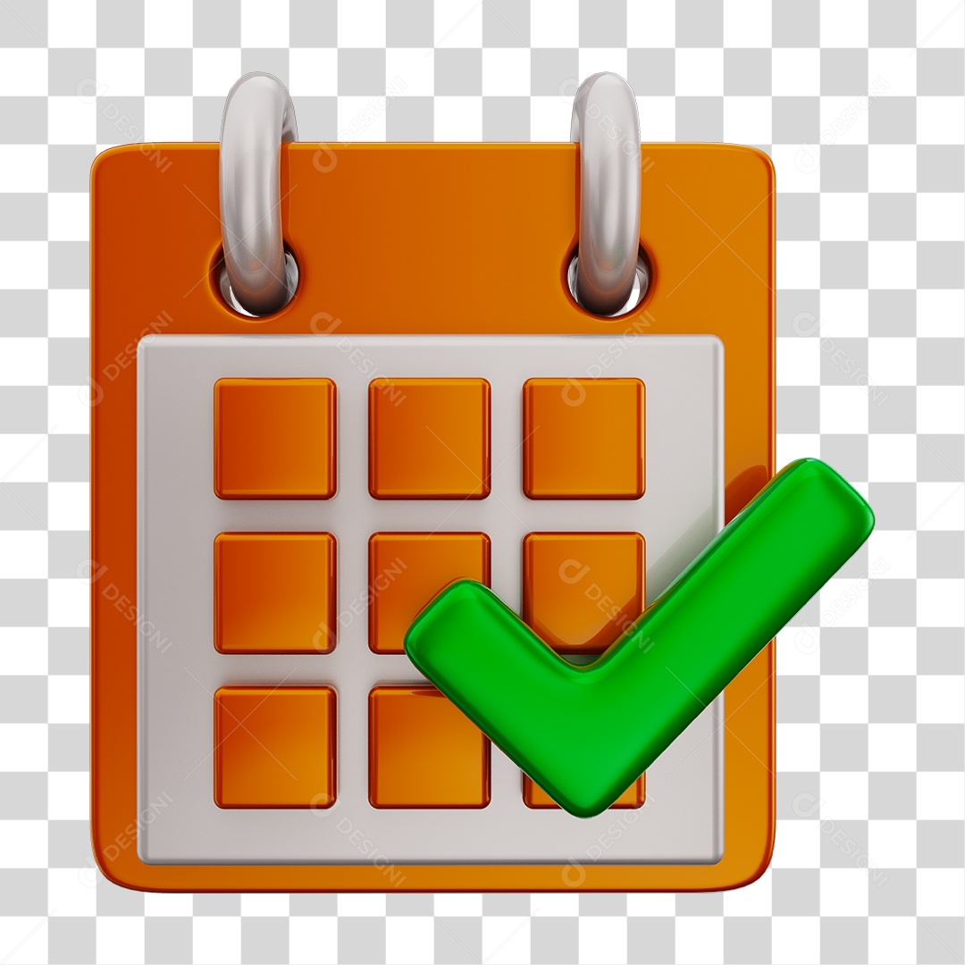 Elemento 3D Para Composição Calendário Amarelo Queimado e Branco PNG Transparente