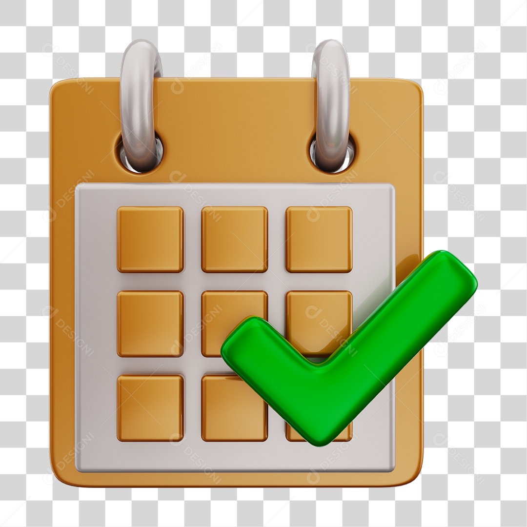 Elemento 3D Para Composição Calendário Amarelo Queimado e Branco PNG Transparente