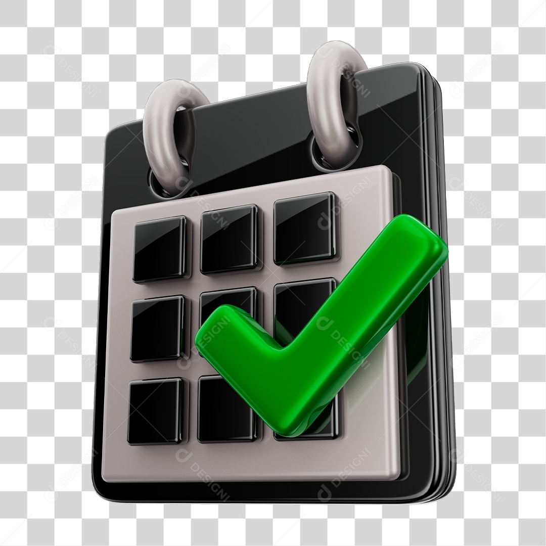 Elemento 3D Para Composição Calendário Preto e Branco PNG Transparente