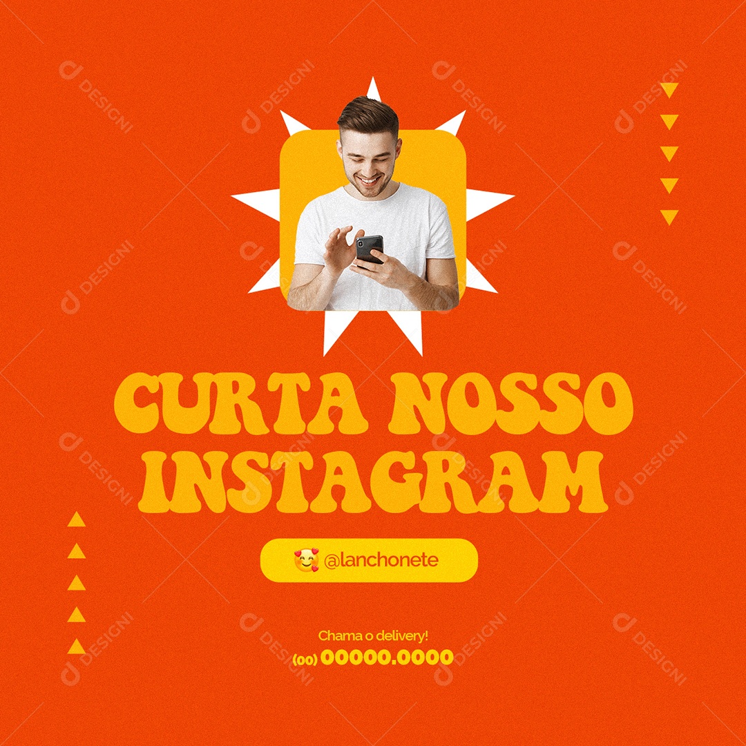 Curta nosso Instagram Lanchonete Social Media PSD Editável