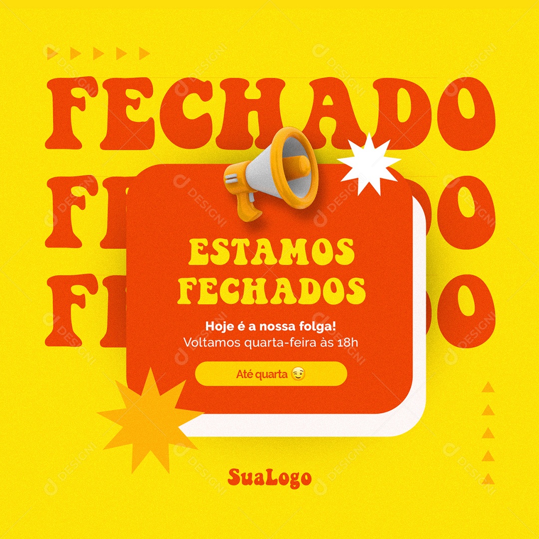 Estamos Fechados Lanchonete Social Media PSD Editável