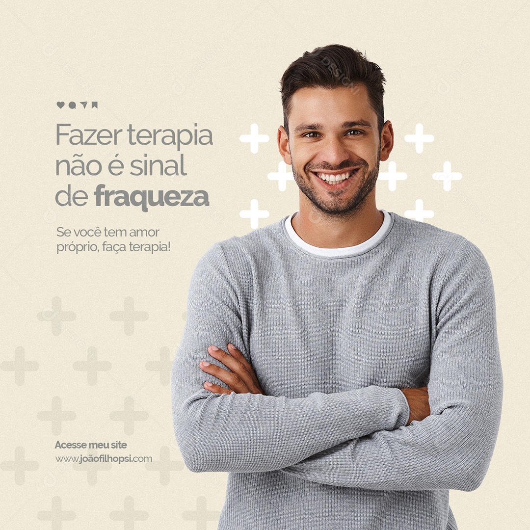 Fazer Terapia não é Sinal de Fraqueza Clínica de Psicologia Social Media PSD Editável