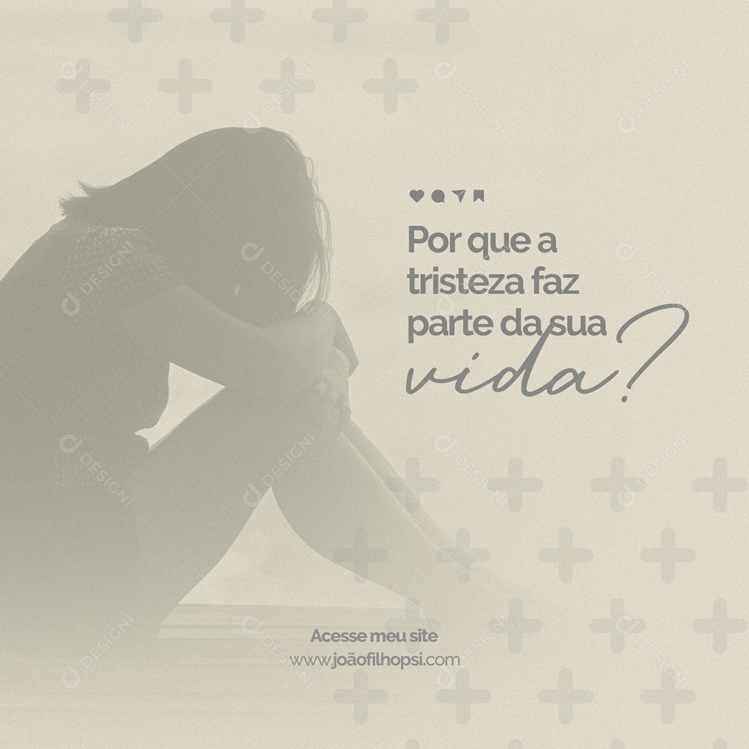 Por que a Tristeza Faz Parte da Sua Vida Clínica de Psicologia Social Media PSD Editável