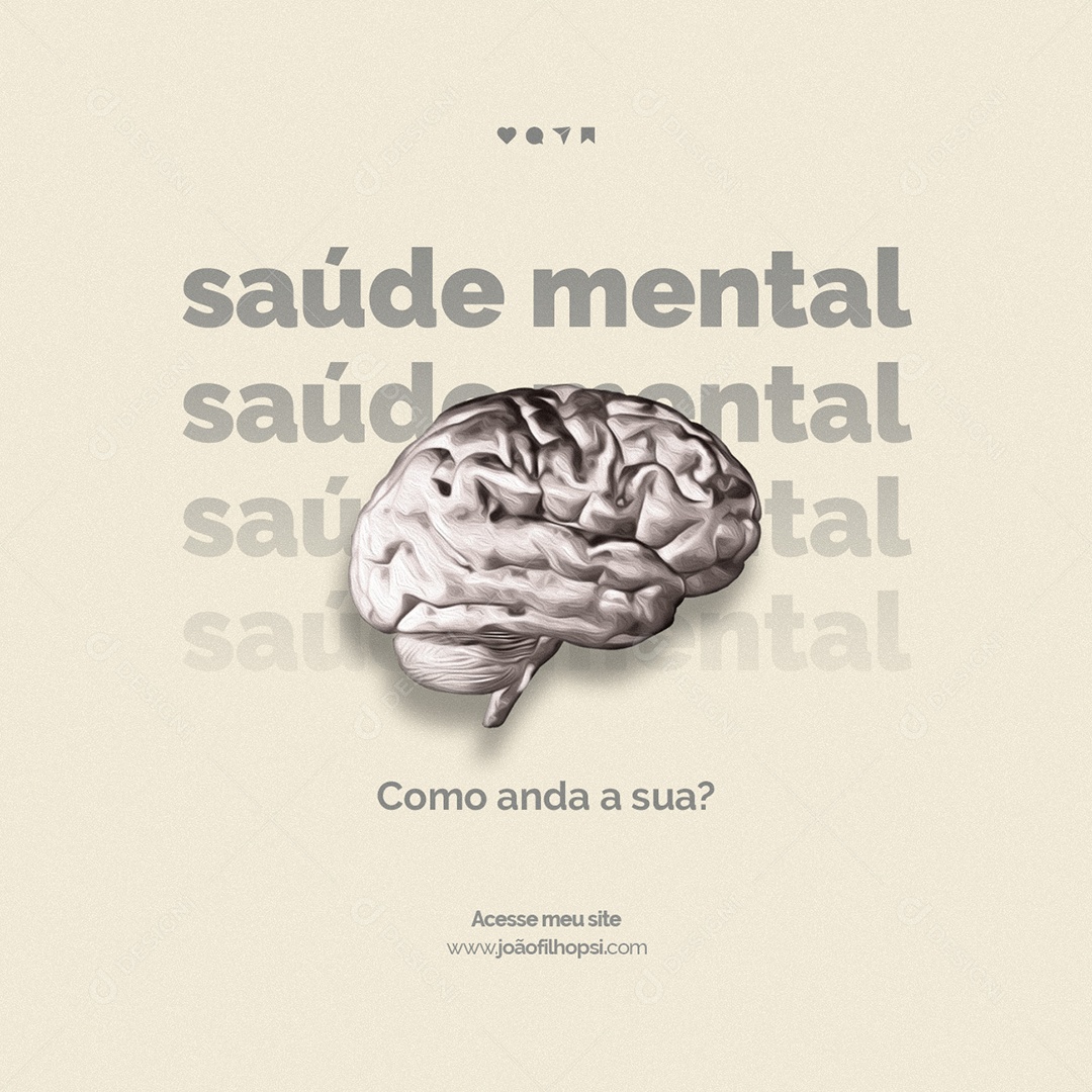 Como anda a Sua Saúde Mental Clínica de Psicologia Social Media PSD Editável