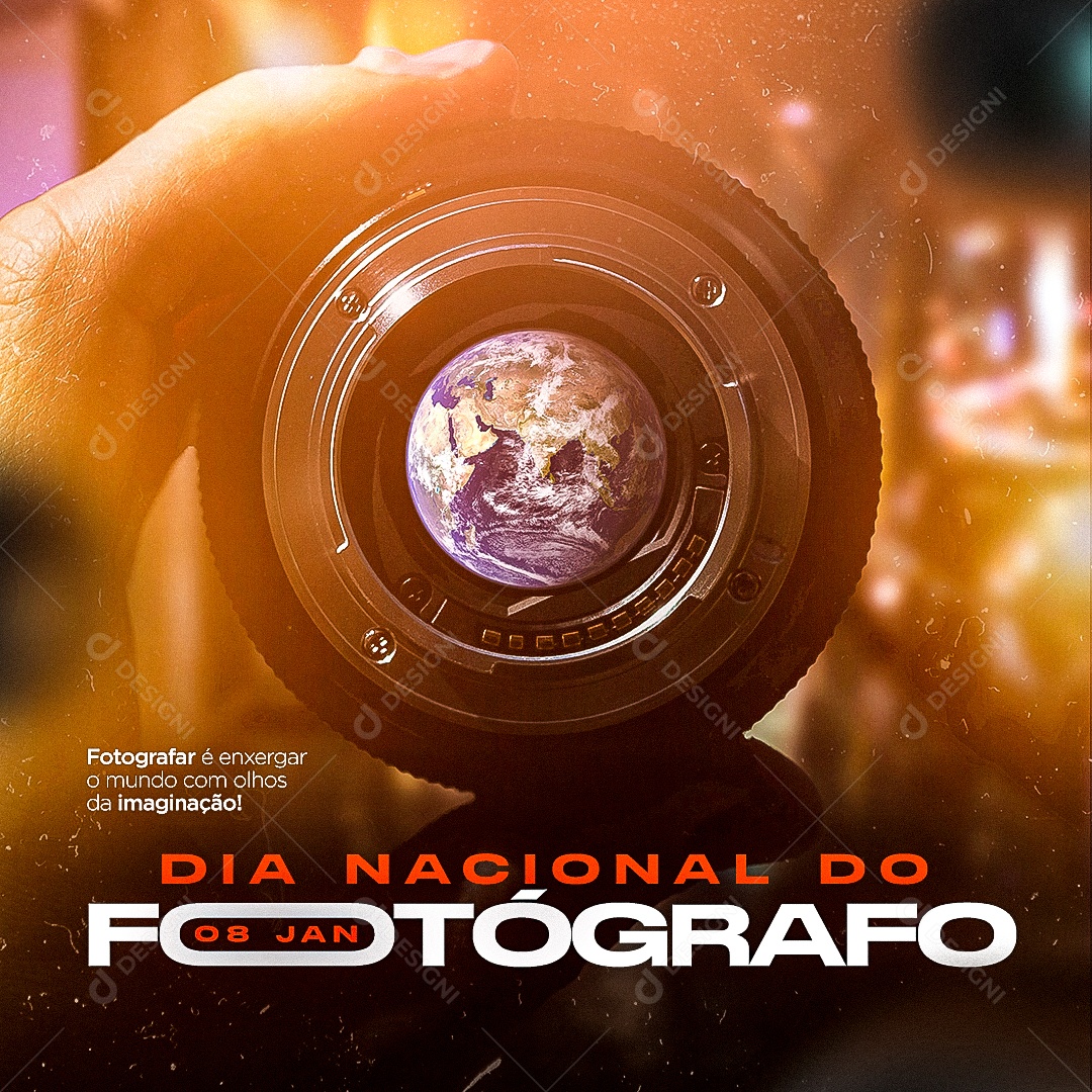 Dia Nacional do Fotógrafo Fotografar é Enxergar o Mundo Com Olhos da Imaginação Social Media PSD Editável