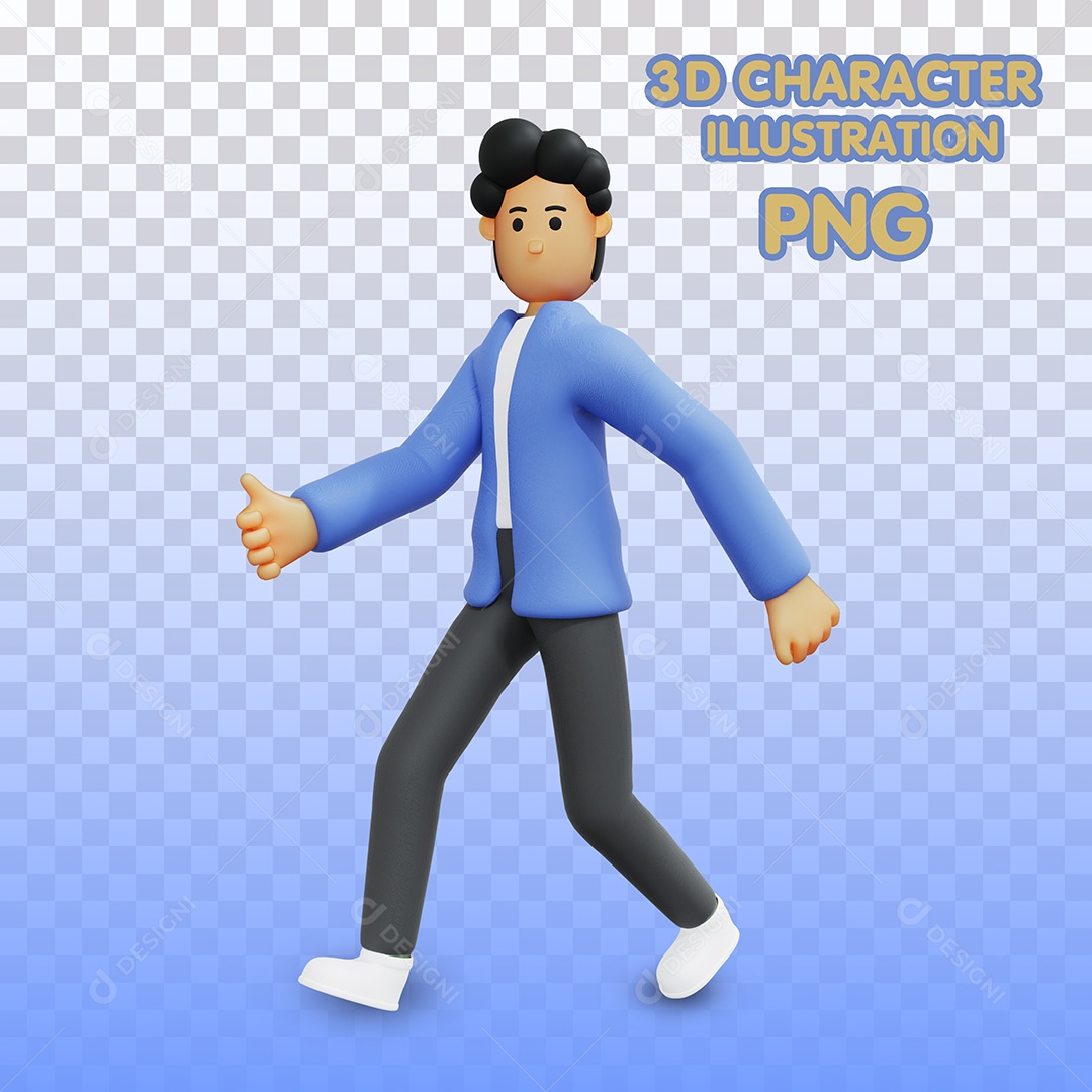 Ilustração 3D Homem Andando Para Composição PSD