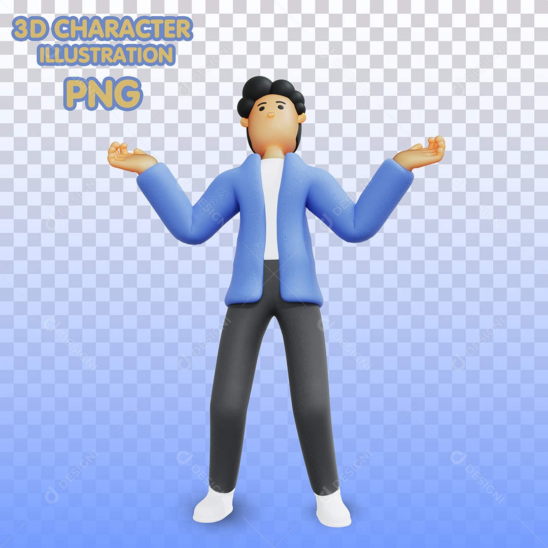 Ilustração 3D Homem Clamando Para Composição PSD