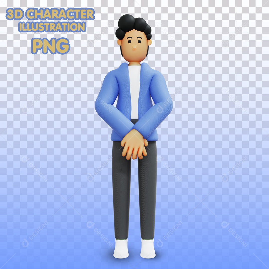 Ilustração 3D Homem Com as Mãos Juntas Para Composição PSD