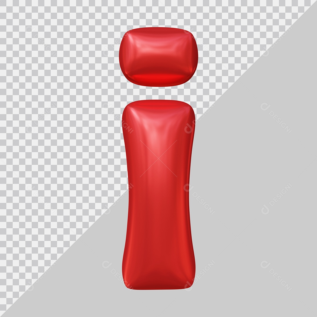 3D Element For Compositing Red Lowercase Letter I PSD