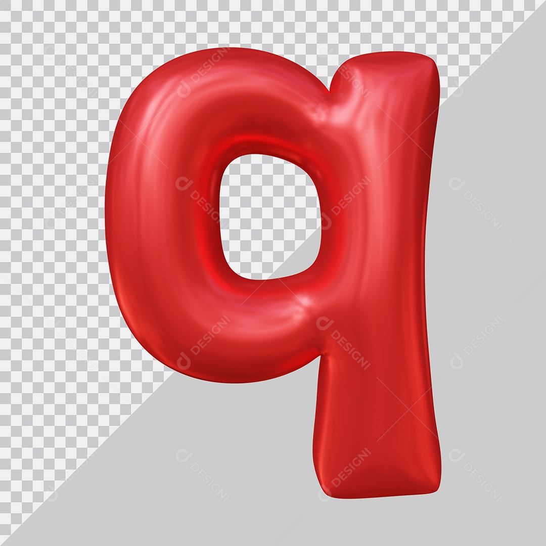 Elemento 3D Para Composição Letra Q Minúscula Vermelha PSD