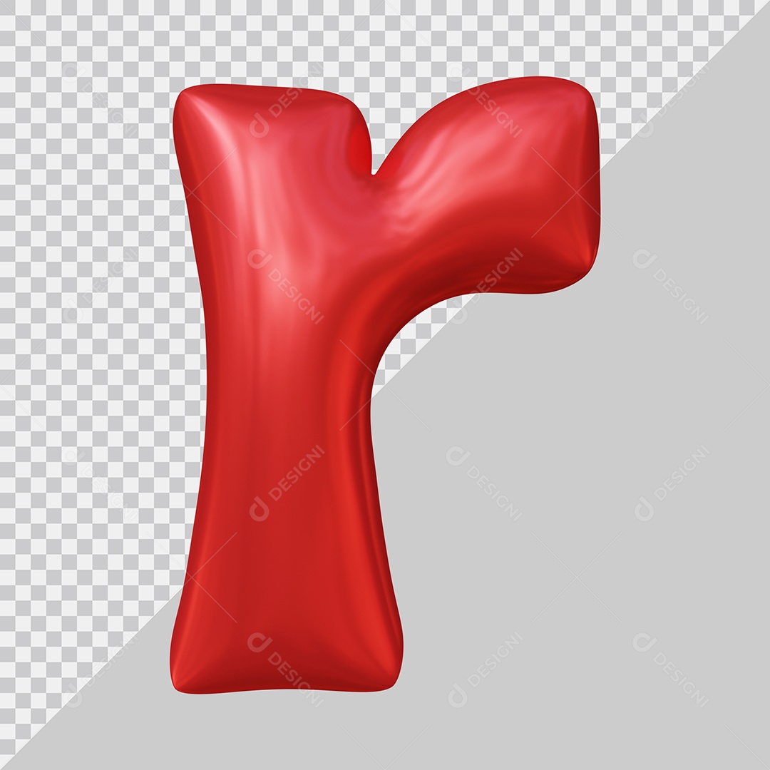 Elemento 3D Para Composição Letra R Minúscula Vermelha PSD