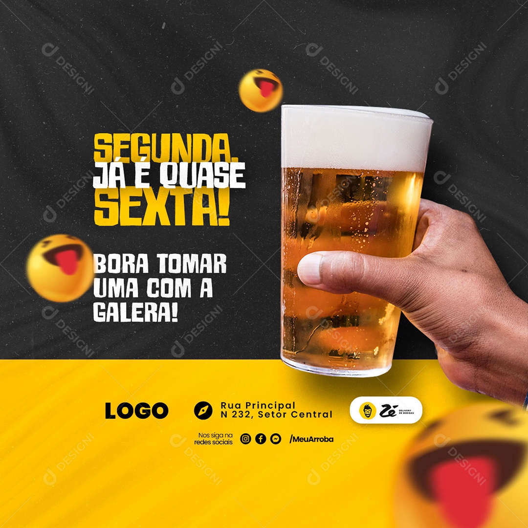 Segunda Já é Quase Sexta Boteco Social Media PSD Editável
