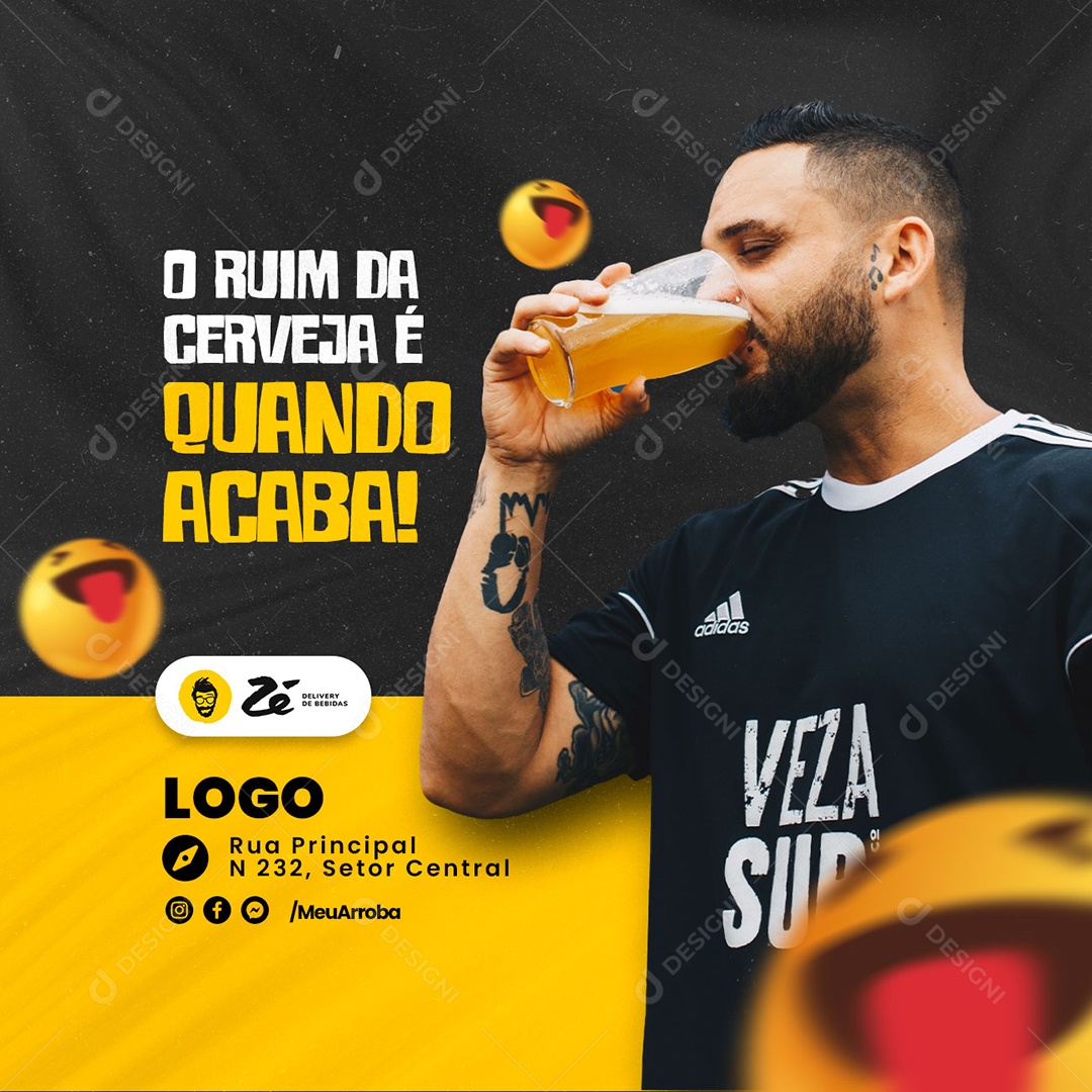 O Ruim da Cerveja é Quando Acaba Boteco Social Media PSD Editável