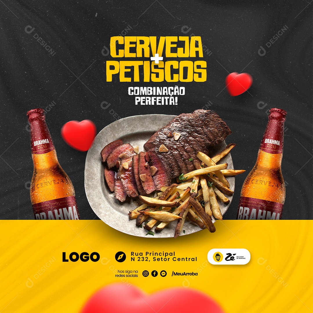 Cerveja + Petiscos Boteco Social Media PSD Editável
